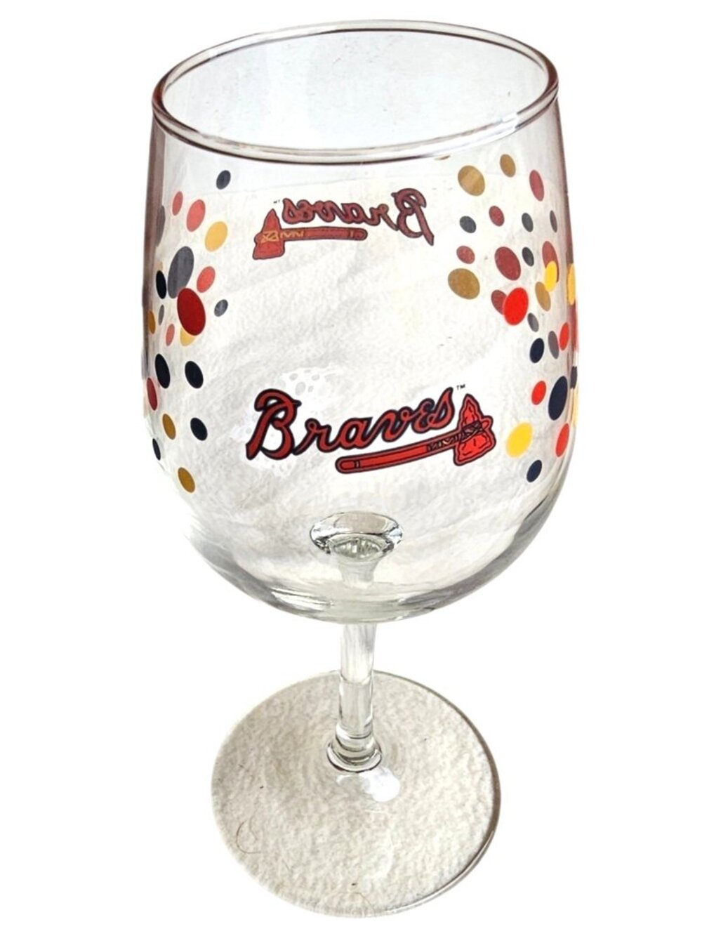 Atlanta Braves Polka Dot Wine Glass 12oz MLB New